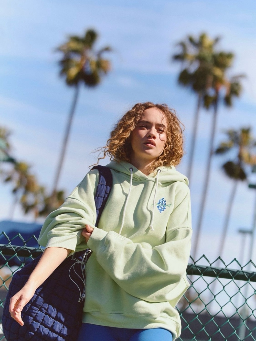 NWT Free People Final Call Logo Hoodie-Whipped Lime